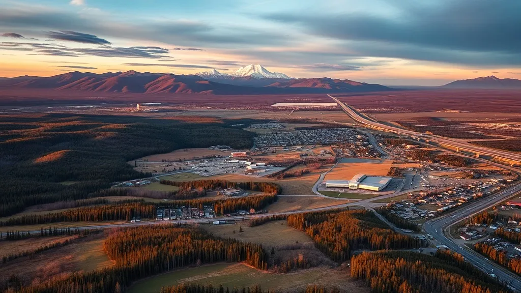Aerial view of Wasilla, AK showing the local landscape and terrain relevant to aerial imaging operations