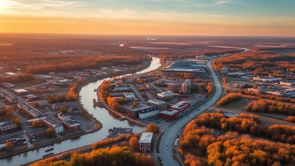 Aerial view of Waukesha, WI showing the local landscape and terrain relevant to aerial imaging operations