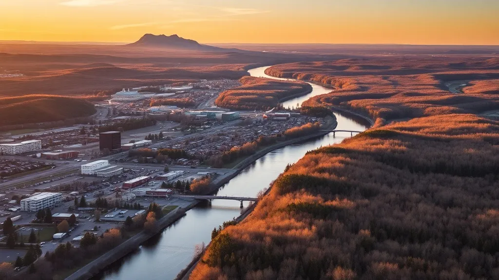 Aerial view of Wausau, WI showing the local landscape and terrain relevant to aerial imaging operations