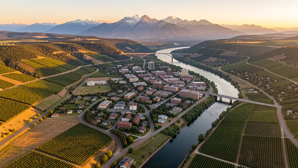 Aerial view of Wenatchee, WA showing the local landscape and terrain relevant to aerial imaging operations