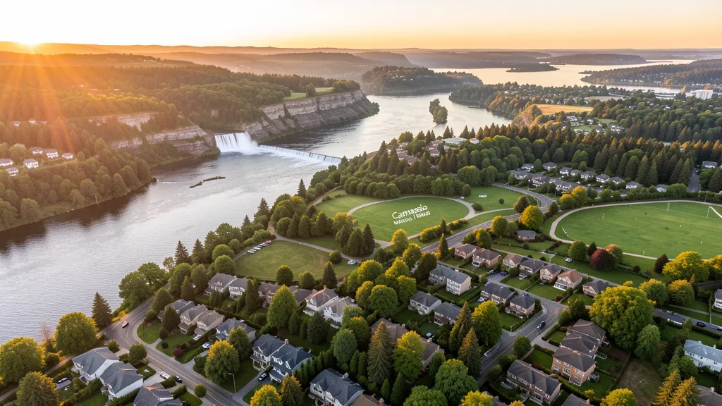 Aerial view of West Linn, OR showing the local landscape and terrain relevant to aerial imaging operations