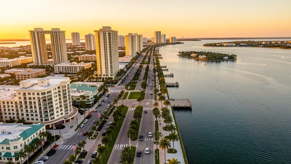 Aerial view of West Palm Beach, FL showing the local landscape and terrain relevant to aerial imaging operations