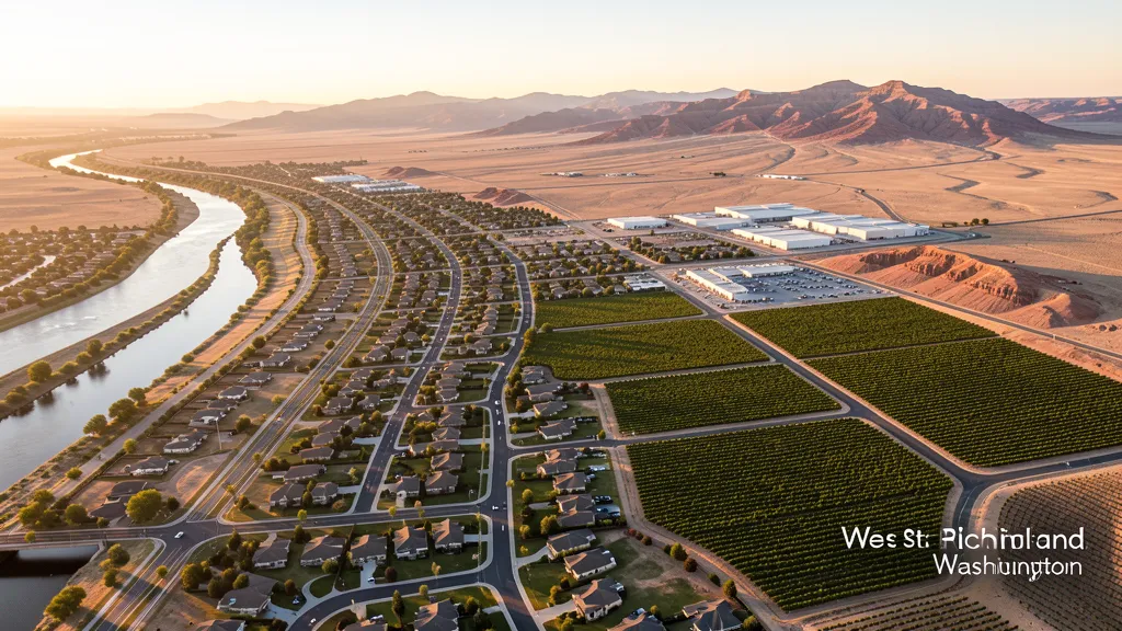 Aerial view of West Richland, WA showing the local landscape and terrain relevant to aerial imaging operations