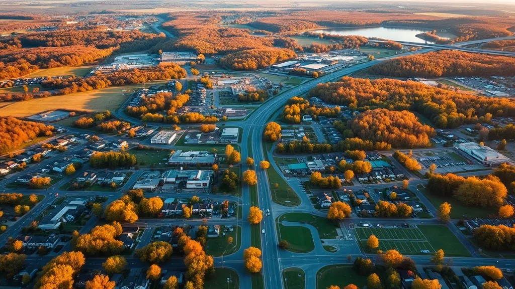 Aerial view of Westerville, OH showing the local landscape and terrain relevant to aerial imaging operations