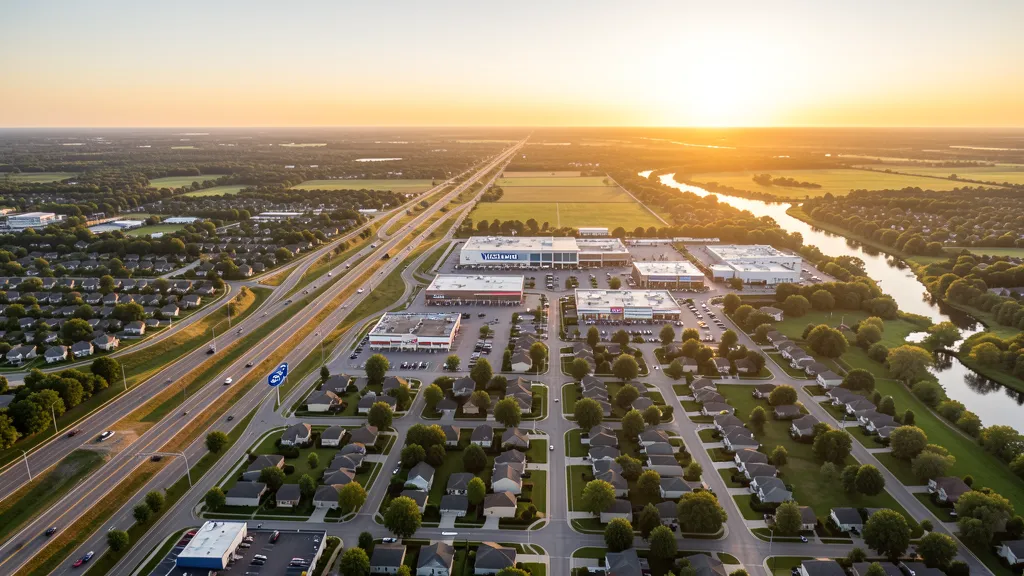 Aerial view of Westland, MI showing the local landscape and terrain relevant to aerial imaging operations
