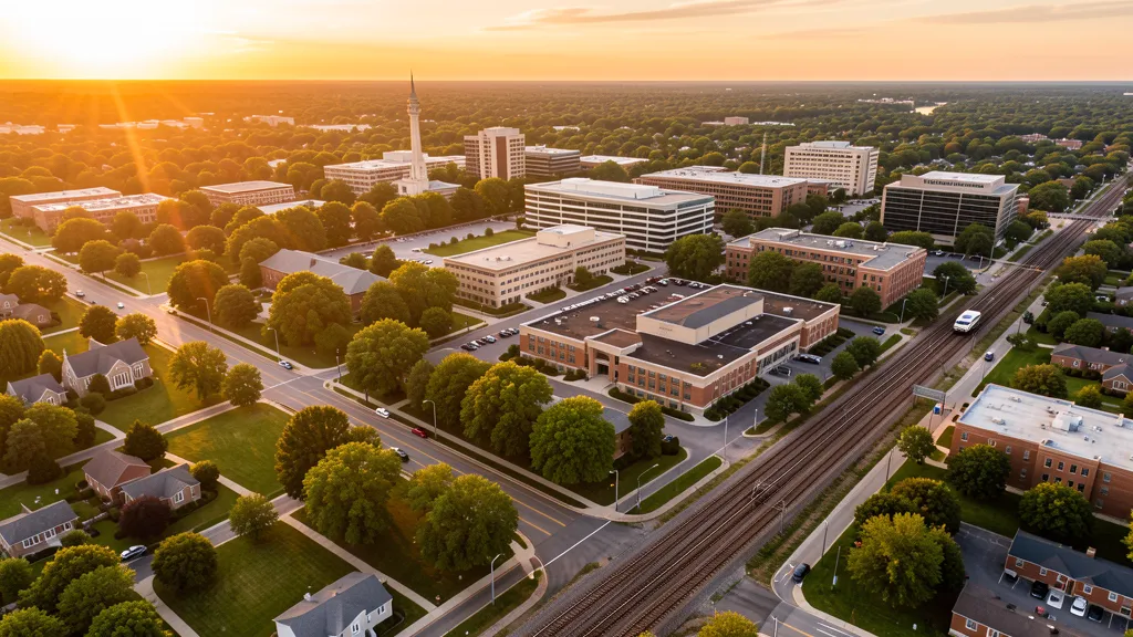 Aerial view of Wheaton, IL showing the local landscape and terrain relevant to aerial imaging operations