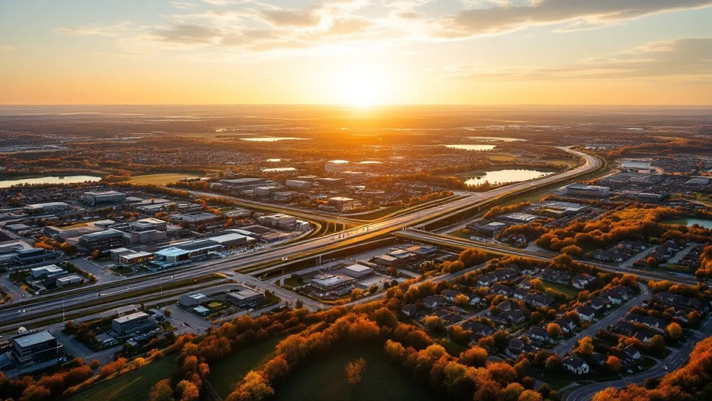 Aerial view of Woodbury, MN showing the local landscape and terrain relevant to aerial imaging operations