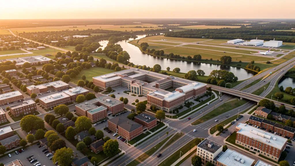 Aerial view of Ypsilanti, MI showing the local landscape and terrain relevant to aerial imaging operations