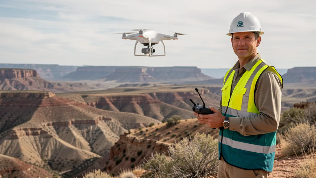 FAA-certified drone operator operating a quadcopter with RTK positioning in the field